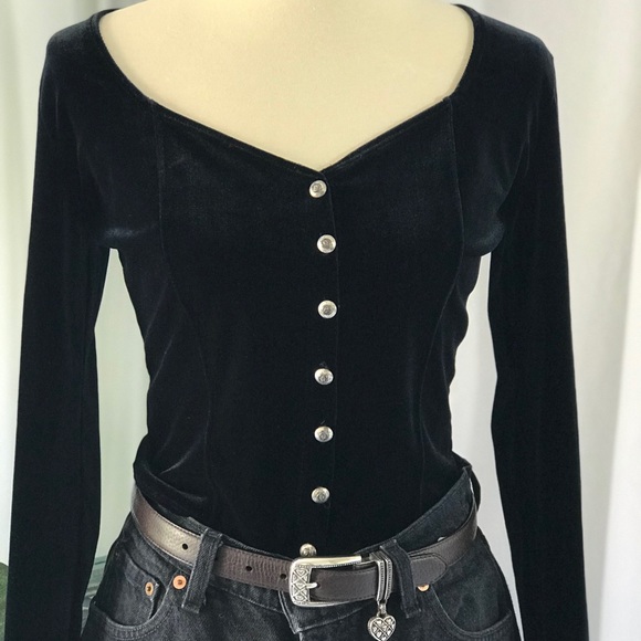 Vintage Tops - VTG Velvet Button Up U.S.A Made